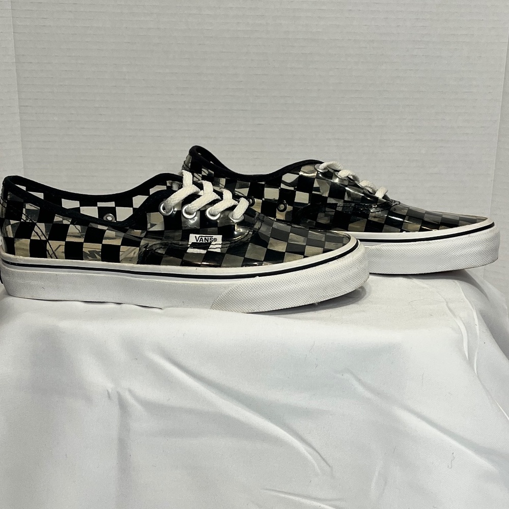 Vans clear and black checkered off the wall see through sneakers
